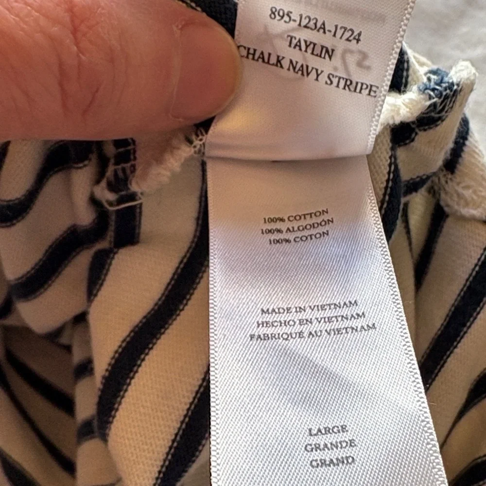 Rails Women's Nautical Striped Midi Dress Square Neck 100% Cotton Navy White  L